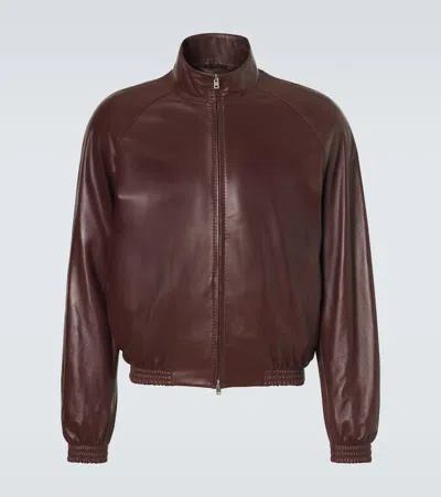Acne Studios Leather Jacket In Brown
