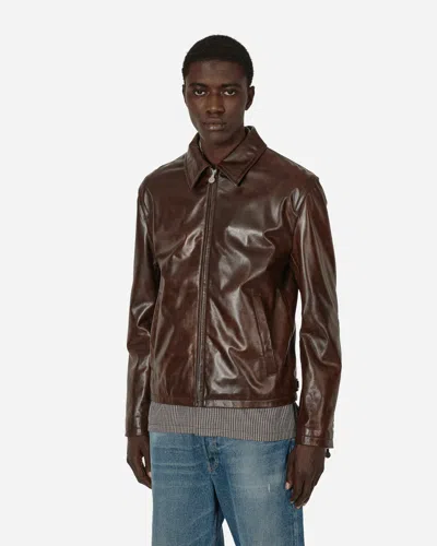 Acne Studios Leather Zip Jacket In Brown