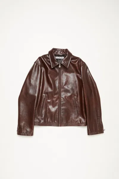 Acne Studios Leather Jacket In Brown