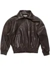 Acne Studios Leather Zipped Jacket In Brown