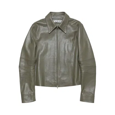 Pre-owned Acne Studios Leather Jacket 'dusty Green' | Men's Size 48