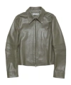 Acne Studios Khaki Paneled Leather Jacket In Gray