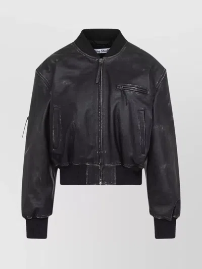 Acne Studios Leather Jacket Overused Effect In Black