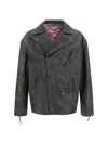 Acne Studios Mens Black Liker Sanding Biker-collar Relaxed-fit Leather Jacket In Black