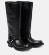 Acne Studios Embellished Crinkled-leather Knee Boots In Black