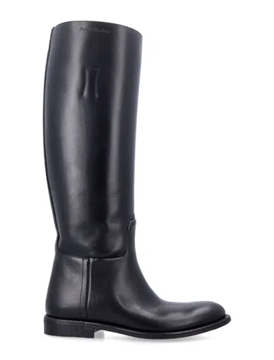 Acne Studios Leather Knee-high Riding Boots In Nero