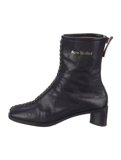 Pre-owned Acne Studios Leather Lace-up Boots In Blue