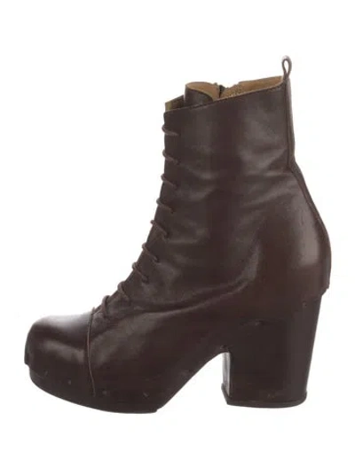 Pre-owned Acne Studios Leather Lace-up Boots In Brown