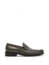Acne Studios Light Leather Loafers Khaki Green In Multi