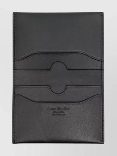 Acne Studios Leather Logo Flap Compact Folded Wallet In Black