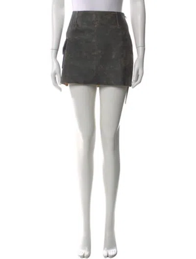 Pre-owned Acne Studios Leather Mini Skirt In Black/purple
