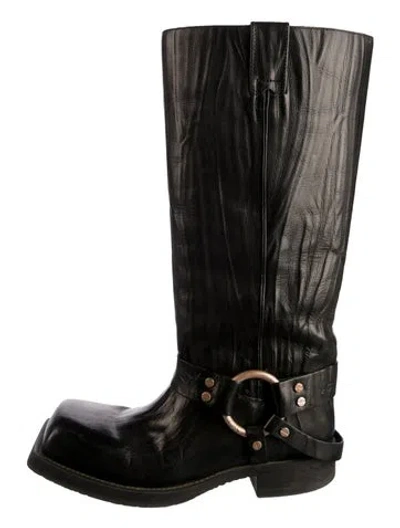 Pre-owned Acne Studios Leather Moto Boots In Black