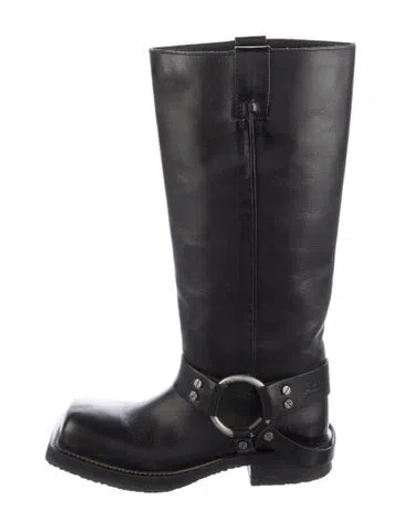 Pre-owned Acne Studios Leather Moto Boots In Blue