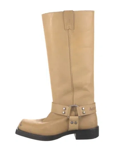 Pre-owned Acne Studios Leather Moto Boots In Neutrals