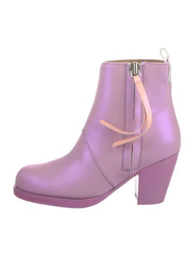 Pre-owned Acne Studios Leather Moto Boots In Purple