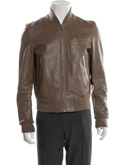 Pre-owned Acne Studios Leather Moto Jacket In Brown