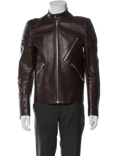 Pre-owned Acne Studios Leather Moto Jacket In Brown