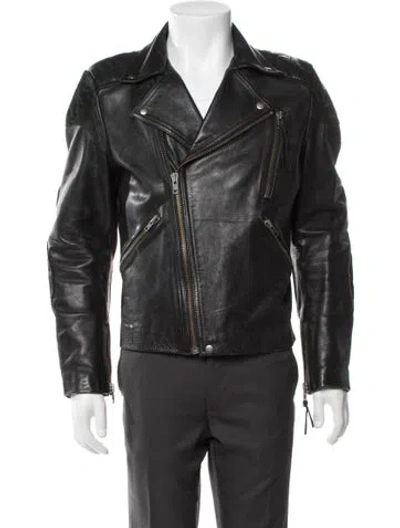 Pre-owned Acne Studios Leather Moto Jacket In Gray