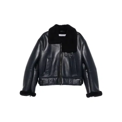 Acne Studios Leather Outerwears In Blue