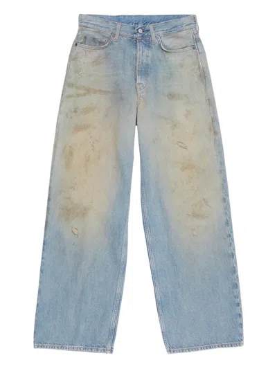 Acne Studios Leather Patch Jeans In Blue