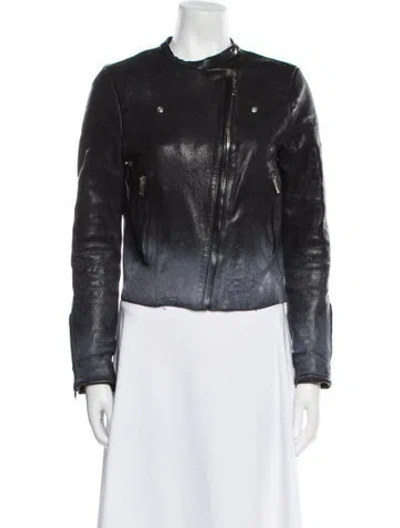 Pre-owned Acne Studios Leather Patterned Biker Jacket In Multi