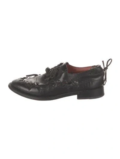 Pre-owned Acne Studios Leather Patterned Oxfords In Black