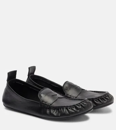 Acne Studios Leather Penny Loafers In Black