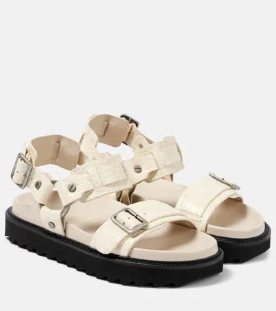 Acne Studios Leather Platform Sandals In Sand Beige