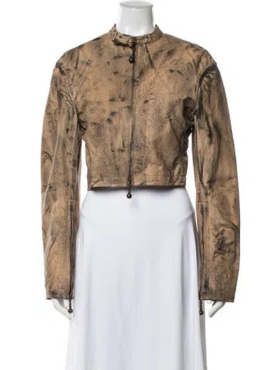 Pre-owned Acne Studios Leather Printed Jacket In Neutral
