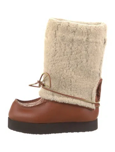 Pre-owned Acne Studios Leather Printed Lace-up Boots In Brown