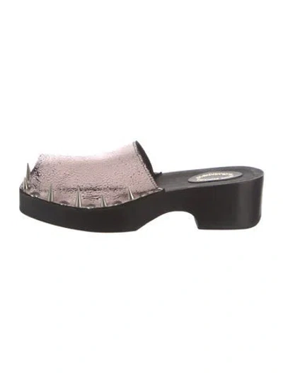 Pre-owned Acne Studios Leather Printed Mules In Black