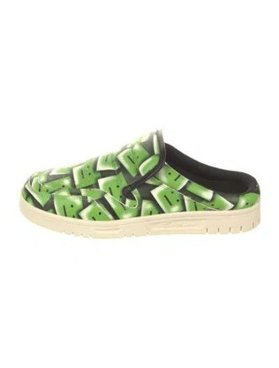 Pre-owned Acne Studios Leather Printed Sneakers In Green