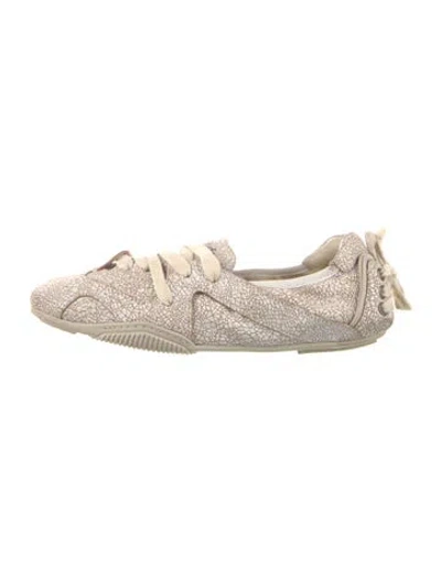 Pre-owned Acne Studios Leather Printed Sneakers In Neutrals