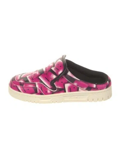 Pre-owned Acne Studios Leather Printed Sneakers In Pink