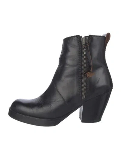 Pre-owned Acne Studios Leather Rain Boots In Black