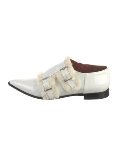 Pre-owned Acne Studios Leather Raw-edge Trim Flats In White