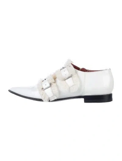 Pre-owned Acne Studios Leather Raw-edge Trim Oxfords In White