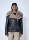 Acne Studios Women Leather Shearling Jacket In Black
