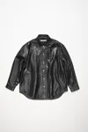 Acne Studios Brushed Leather Overshirt With Flush Pockets In Black
