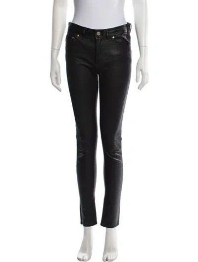 Pre-owned Acne Studios Leather Skinny Leg Pants In Black