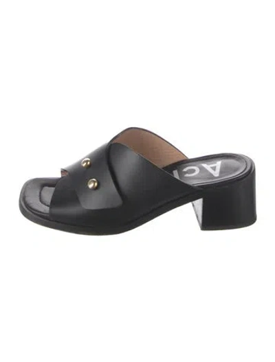 Pre-owned Acne Studios Leather Slides In Black