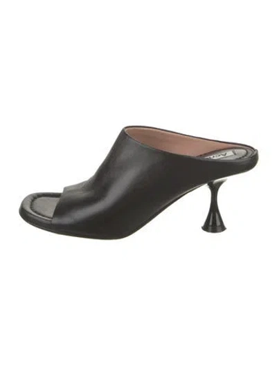 Pre-owned Acne Studios Leather Slides In Black