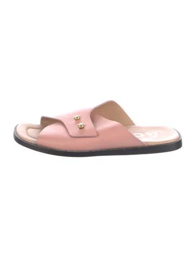 Pre-owned Acne Studios Leather Slides In Pink