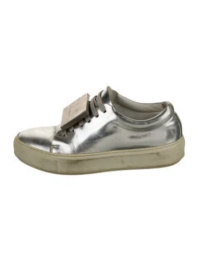 Pre-owned Acne Studios Leather Sneakers In Silver