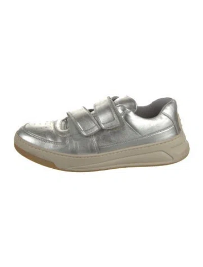 Pre-owned Acne Studios Leather Sneakers In Silver