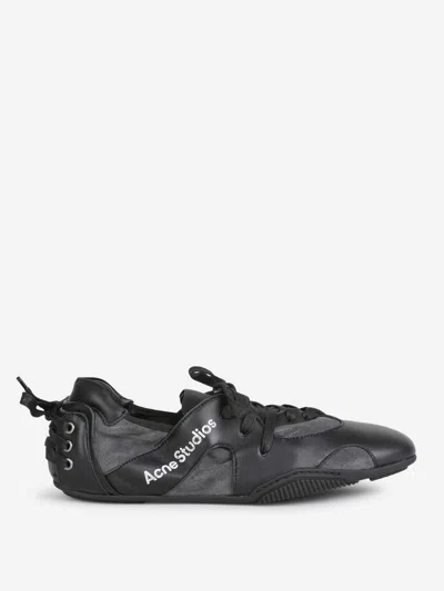 Acne Studios Leather Sneakers With Laces In Black