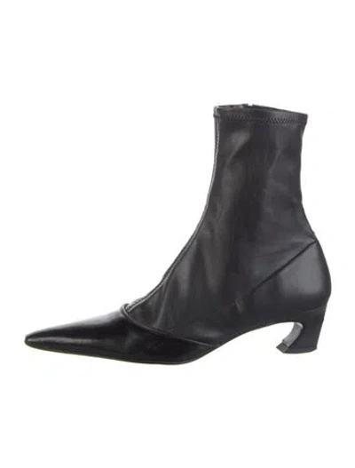 Pre-owned Acne Studios Leather Sock Boots In Black