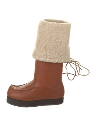 Pre-owned Acne Studios Leather Sock Boots In Brown