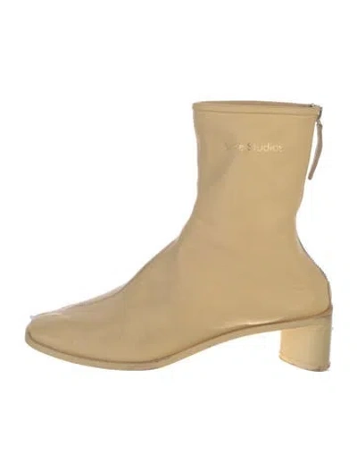 Pre-owned Acne Studios Leather Sock Boots In Neutral