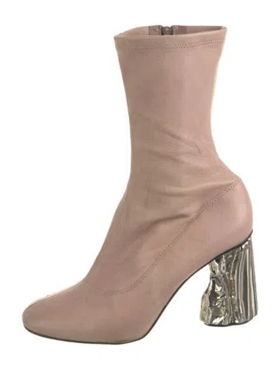 Pre-owned Acne Studios Leather Sock Boots In Neutral